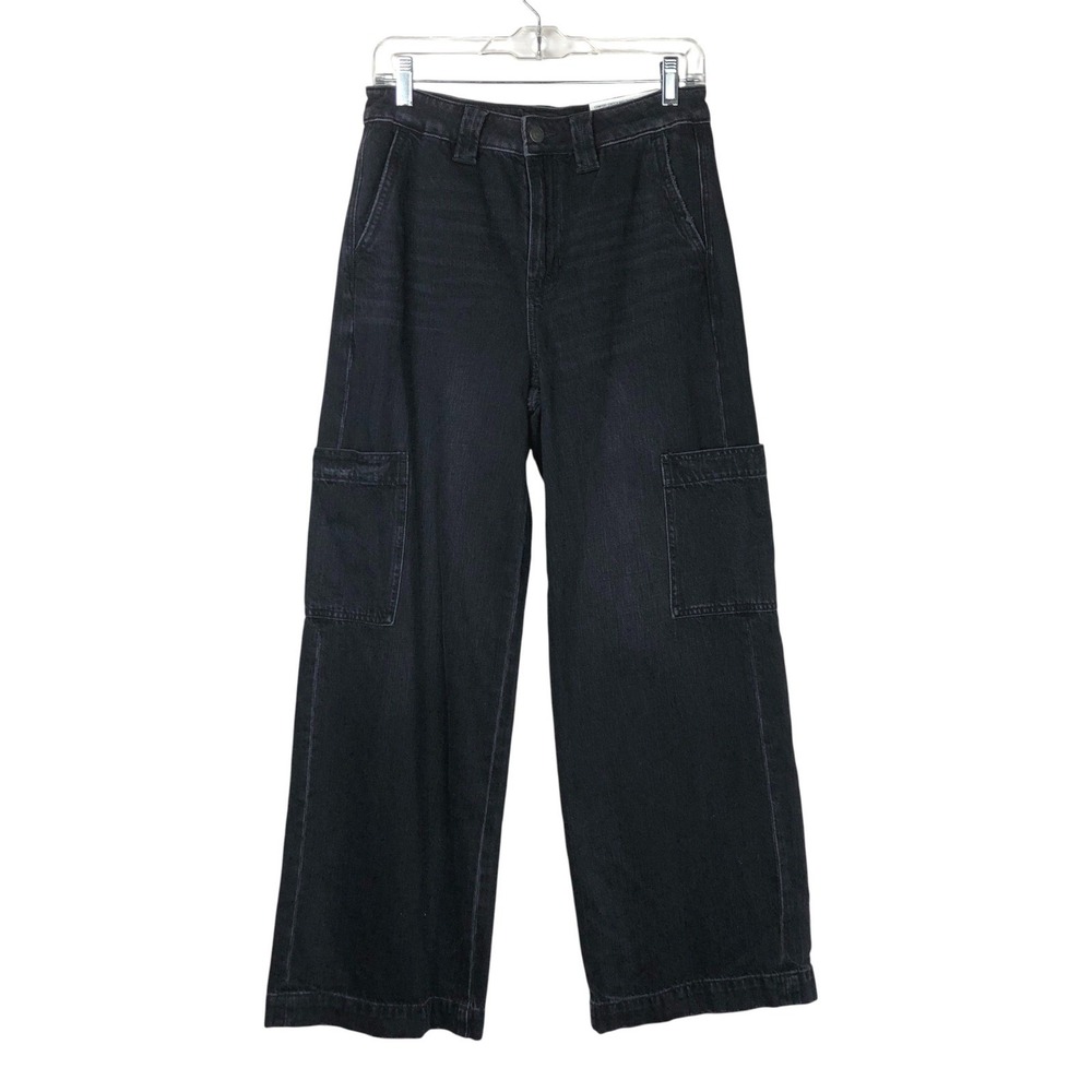 NEW American Eagle Womens Super High Rise‎ Baggy Wide Leg Jeans 4 Short Black